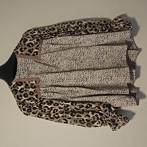 Entro Leopard Print Blouse - Black and Cream